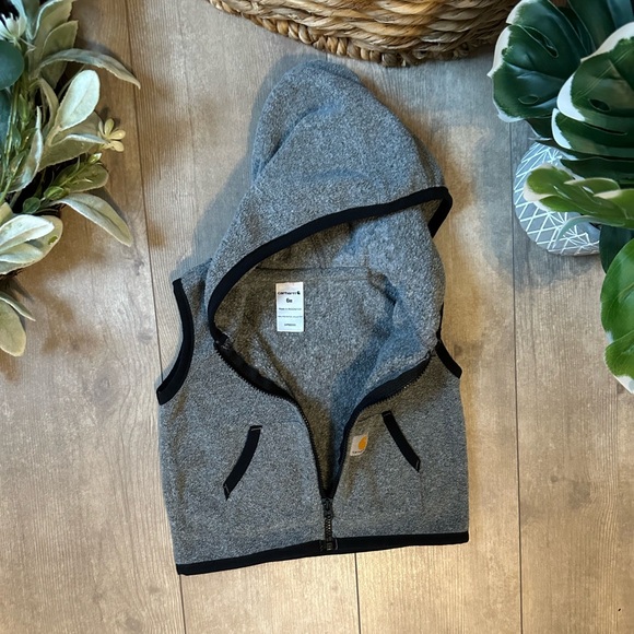 Carhartt Gray Hooded Fleece Vest Baby Boy Size 6 Months Like New Condition - Picture 7 of 15